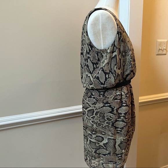 NWT - MNG - Reptile pattern "Sheer" Lined Sleeveless Dress for Day to Evening - Picture 7 of 14